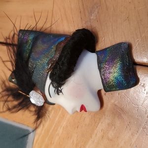 Porcelain Woman Face Brooch